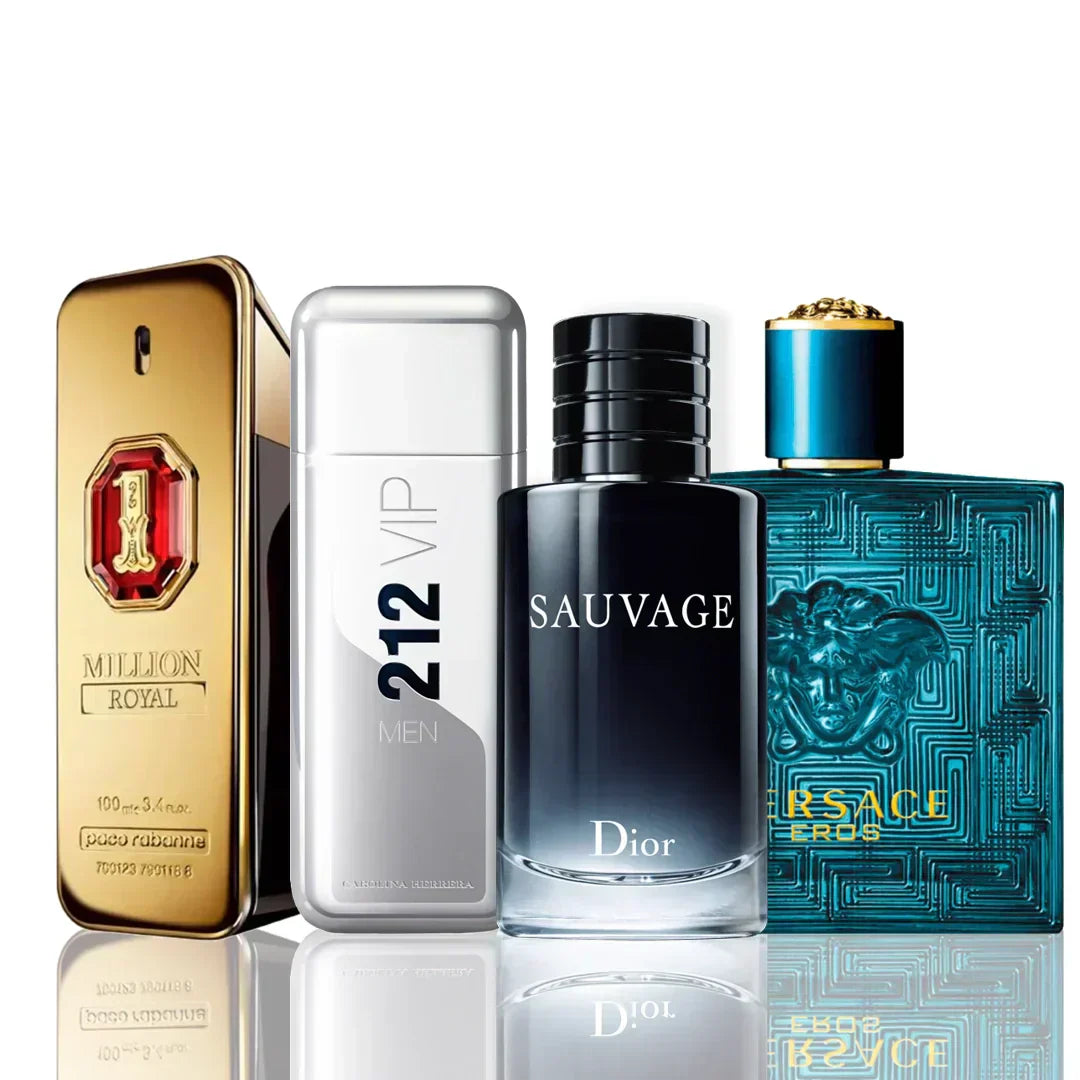 Set de 4 Perfumes | One Million Royal + 212 Vip + Sauvage Dior + Versace Eros 100 ml