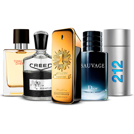 Set de 5 Perfumes  – Terre d'Hermès, Creed Aventus, 1 Million, Sauvage i 212 Men  [100 ml ciascuno]