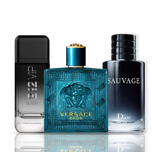 Set de 3 Perfumes | 212 VIP Black + Versace Eros + Sauvage Dior 100 ml